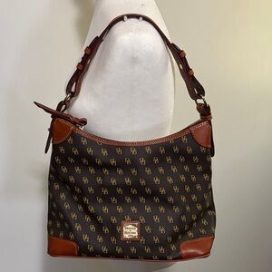 Dooney & Bourke Brown Logo Hobo Bag with matching wallet